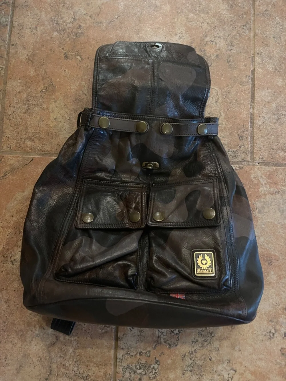 Belstaff Roadmaster Camouflage Leather Backpack New! Retail $428